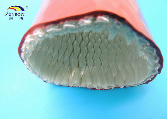 Chine Rouge ignifuge de douille de fibre de verre enduite de silicone à hautes températures fournisseur